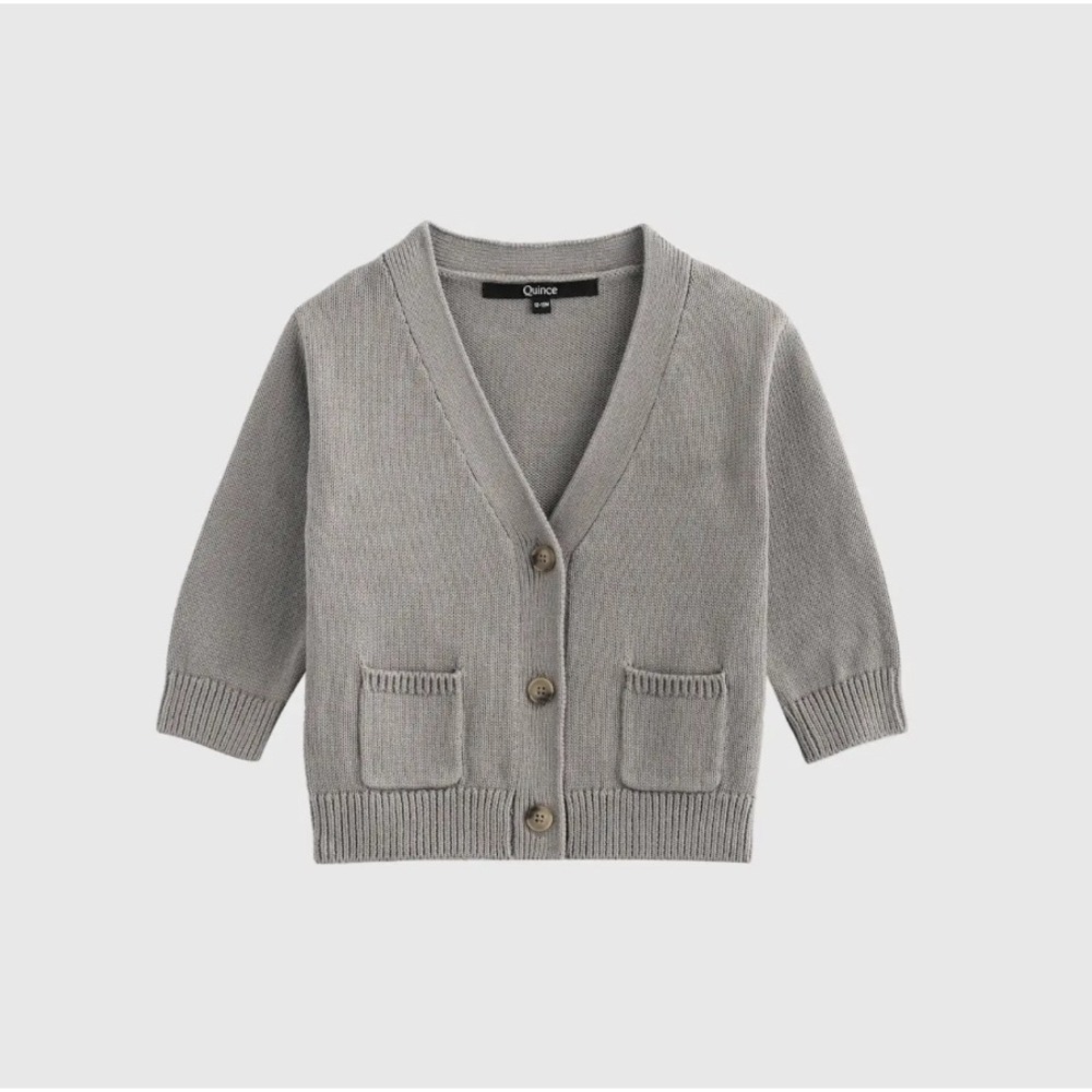 Quince Kids Unisex Gray‎ Organic Cotton Cardigan Sweater 5T Button Front Pockets